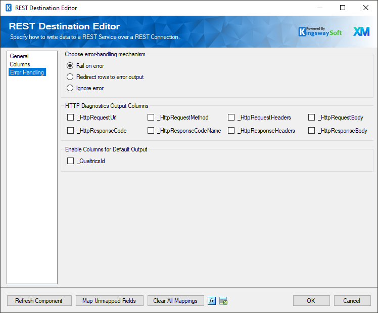 Qualtrics Destination Component - Error Handling